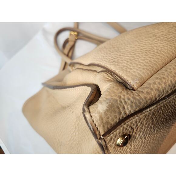 Prada Biege Vitello Daino Tessuto Leather Hand Bag with Crossbody Strap - Picture 10 of 16